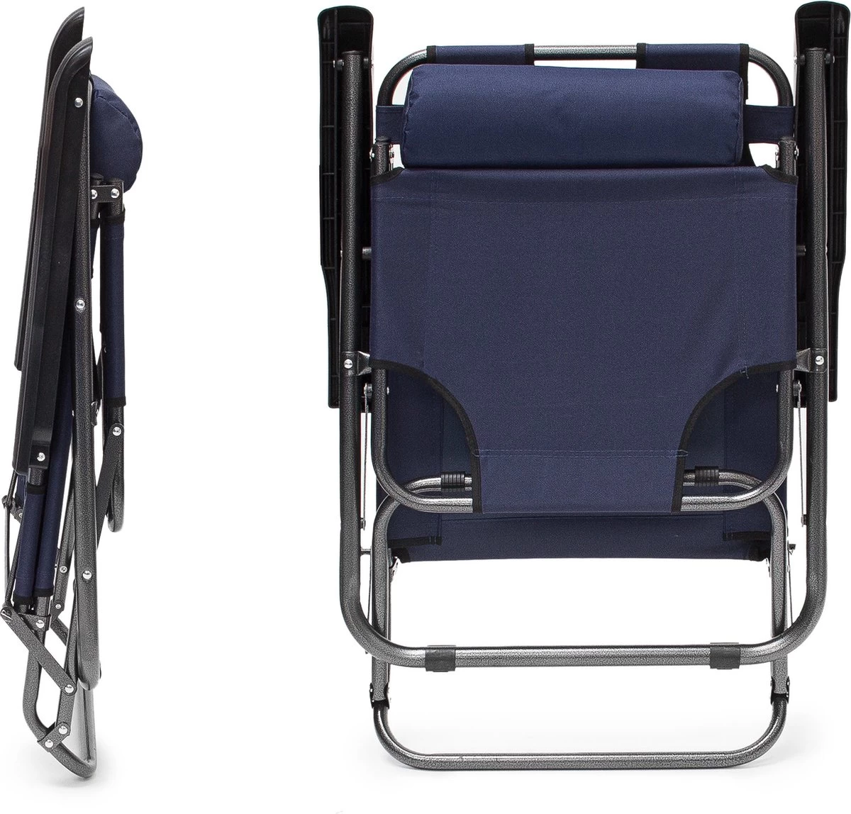 Relaxdays Ligstoel Inklapbaar - Ligbed Met Hoofdsteun - Strandstoel Verstelbaar - Camping - Donkerblauwe 7 Relaxdays Ligstoel Inklapbaar - Ligbed Met Hoofdsteun - Strandstoel Verstelbaar - Camping - Donkerblauwe - Afbeelding 7