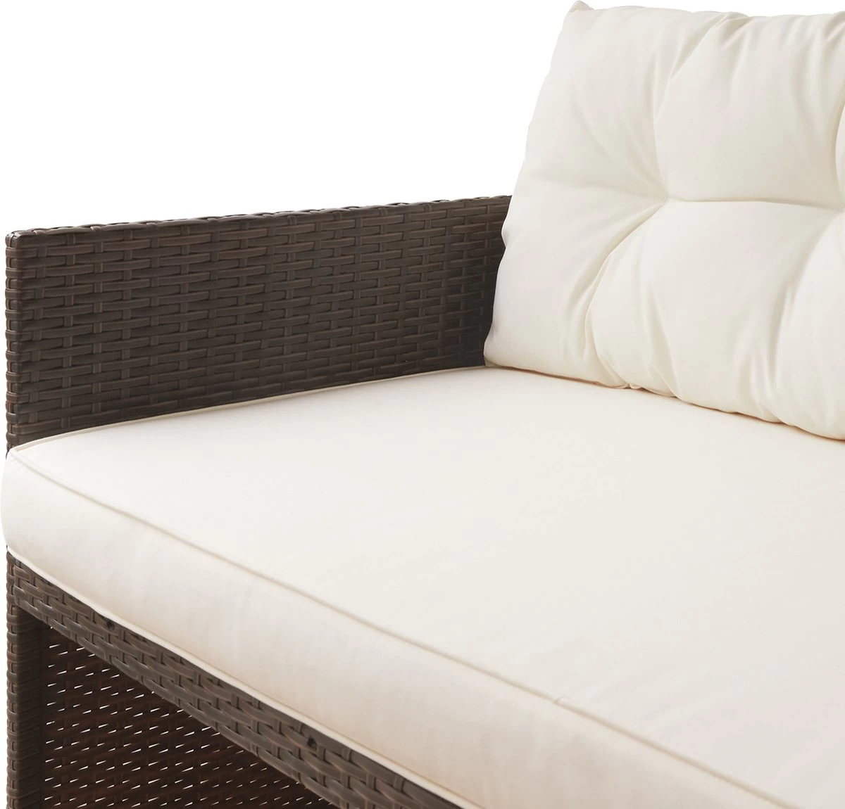 Teamson Home 3-Delig Hoek Loungeset - Tuinmeubelen - Tuinbank - Omvat Tafel En Kussens - Rotan - Bruin/Wit 10 Teamson Home 3-Delig Hoek Loungeset - Tuinmeubelen - Tuinbank - Omvat Tafel En Kussens - Rotan - Bruin/Wit - Afbeelding 10