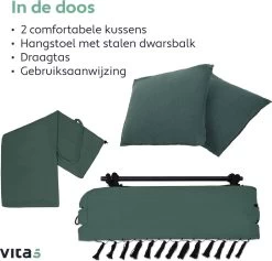 Vita5 XXL Hangstoel | Binnen&Buiten Hangnest | Incl. 2 Kussens En Boekenvak | Volwassenen&Kinderen | Hangmatstoel Tot 225kg | Donkergroen 20 Vita5 XXL Hangstoel | Binnen&Buiten Hangnest | Incl. 2 Kussens En Boekenvak | Volwassenen&Kinderen | Hangmatstoel Tot 225kg | Donkergroen -Tuinmeubel Winkel 1200x1152 1
