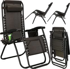 Springos Tuinstoel | Ligstoel | Opvouwbaar | Verstelbaar | Ergonomische Hoofdsteun | Bruin / Zwart -Tuinmeubel Winkel 1200x1171 2