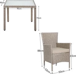 Casaria Polyrattan Tuinset - 4 Stoelen & Tafel 90x90 Cm - Beige Grijs 19 Casaria Polyrattan Tuinset - 4 Stoelen & Tafel 90x90 Cm - Beige Grijs -Tuinmeubel Winkel 1200x1175 4