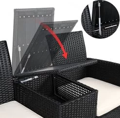 Casaria Tuinbank Polyrattan – 2 Zitter Incl. Tafel & Kussens – Zwart -Tuinmeubel Winkel 1200x1179 3