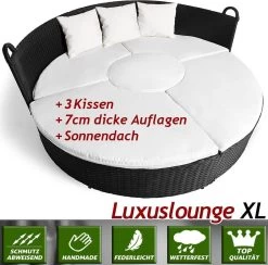 Casaria Polyrattan Zonne-Eiland Ø185cm – Incl. Kussens - Zwart Crème -Tuinmeubel Winkel 1200x1184 3