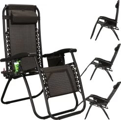 Springos Tuinstoel | Ligstoel | Opvouwbaar | Verstelbaar | Ergonomische Hoofdsteun | Bruin / Zwart -Tuinmeubel Winkel 1200x1191 3