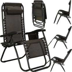 Springos Tuinstoel | Ligstoel | Opvouwbaar | Verstelbaar | Ergonomische Hoofdsteun | Bruin / Zwart -Tuinmeubel Winkel 1200x1191 4