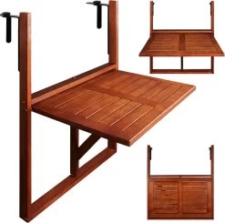 Merkloos Casaria Balkontafel - FSC®-Gecertificeerd Acaciahout – Hangend – Bruin -Tuinmeubel Winkel 1200x1191 6