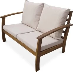 Houten Loungeset 4 Plaatsen - Ushuaïa -ecru Kussens, Bank, Fauteuils En Lage Tafel Van Acacia, Design -Tuinmeubel Winkel 1200x1192 5