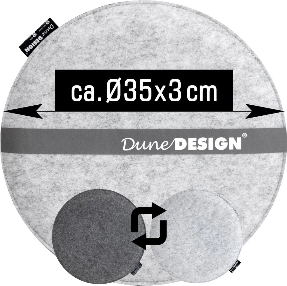 30mm Vilten Zitkussen Rond - Ø 35cm Stoelkussen Stoelpad Zacht 2-kleurig Grijs 2 30mm Vilten Zitkussen Rond - Ø 35cm Stoelkussen Stoelpad Zacht 2-kleurig Grijs - Afbeelding 2