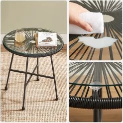 Songmics Balkonmeubilair, Tuinmeubelset, Set Van 3, Zitgroep, Terrasmeubilair, Glazen Tafelblad, 2 Stoelen, Voor Binnen En Buiten, Voor Patio, Tuin, Balkon, Buiten, Zwart GGF013B02 -Tuinmeubel Winkel 1200x1199 12