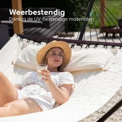 Vita5 Hangmat Met Standaard En Spreidstok – 2 Persoons – Incl. Bekerhouder - Afneembaar Kussen – Uv-bestendig – Beige -Tuinmeubel Winkel 1200x1200 1000
