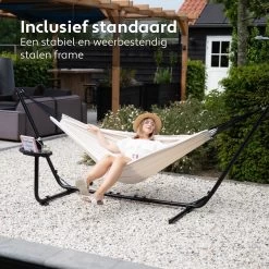 Vita5 Hangmat Met Standaard – 2 Persoons – Incl. Bekerhouder – 205kg Draaggewicht – Beige/Wit 14 Vita5 Hangmat Met Standaard – 2 Persoons – Incl. Bekerhouder – 205kg Draaggewicht – Beige/Wit -Tuinmeubel Winkel 1200x1200 1004