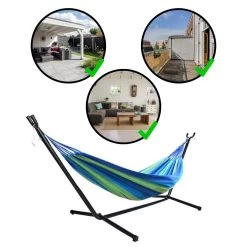 Hangmat Met Standaard En Opbergtas – 2 Persoons – Max. Draaggewicht 200Kg – Hangmatset – Hangmatten – Hang Mat Voor Binnen En Buiten – Hangmatstandaard – Hammock – Blauw / Groen -Tuinmeubel Winkel 1200x1200 1013