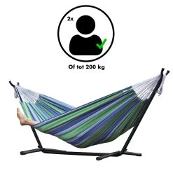 Hangmat Met Standaard En Opbergtas – 2 Persoons – Max. Draaggewicht 200Kg – Hangmatset – Hangmatten – Hang Mat Voor Binnen En Buiten – Hangmatstandaard – Hammock – Blauw / Groen -Tuinmeubel Winkel 1200x1200 1015