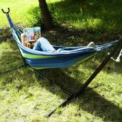 Hangmat Met Standaard En Opbergtas – 2 Persoons – Max. Draaggewicht 200Kg – Hangmatset – Hangmatten – Hang Mat Voor Binnen En Buiten – Hangmatstandaard – Hammock – Blauw / Groen -Tuinmeubel Winkel 1200x1200 1017