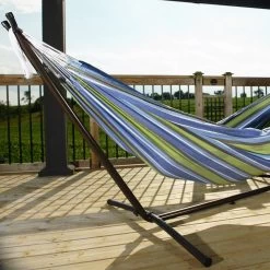 Hangmat Met Standaard En Opbergtas – 2 Persoons – Max. Draaggewicht 200Kg – Hangmatset – Hangmatten – Hang Mat Voor Binnen En Buiten – Hangmatstandaard – Hammock – Blauw / Groen -Tuinmeubel Winkel 1200x1200 1018