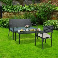 Relaxdays Tuinbank Met Kussen - 2 Zits Buitenbank Metaal - Balkonbank Kunststof - Voortuin -Tuinmeubel Winkel 1200x1200 102