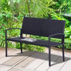 Outsunny Polyrotan Tuinbank 2-zits Parkbank Bank Staal Zwart 867-022 -Tuinmeubel Winkel 1200x1200 114