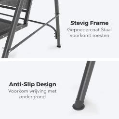 LifeGoods Schommelbank - 3-zits - Tot 250KG - Kantelbaar Dak - UV-bestendig Zonnescherm - 172x104x162cm - Grijs -Tuinmeubel Winkel 1200x1200 128