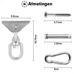 Luxe Ophangsysteem - 180° Schommelen, 360° Roteerbaar - Plafondhaak - Ophanghaak - Hangstoel Buiten - Hangstoel Binnen – Schommelstoel - Schommel - Bokszakken - RVS - Nederlandse Handleiding - -Tuinmeubel Winkel 1200x1200 157