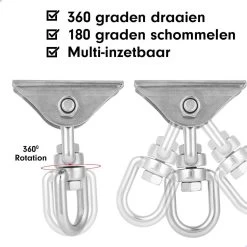 Luxe Ophangsysteem - 180° Schommelen, 360° Roteerbaar - Plafondhaak - Ophanghaak - Hangstoel Buiten - Hangstoel Binnen – Schommelstoel - Schommel - Bokszakken - RVS - Nederlandse Handleiding - -Tuinmeubel Winkel 1200x1200 159