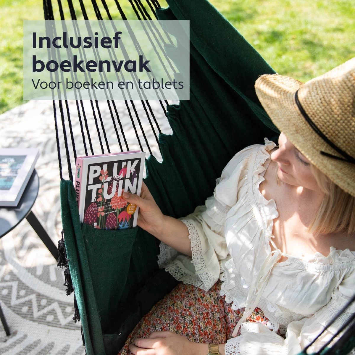 Vita5 XXL Hangstoel | Binnen&Buiten Hangnest | Incl. 2 Kussens En Boekenvak | Volwassenen&Kinderen | Hangmatstoel Tot 225kg | Donkergroen 3 Vita5 XXL Hangstoel | Binnen&Buiten Hangnest | Incl. 2 Kussens En Boekenvak | Volwassenen&Kinderen | Hangmatstoel Tot 225kg | Donkergroen - Afbeelding 3