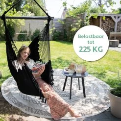 Vita5 XXL Hangstoel - Binnen&Buiten Hangnest - Incl. 2 Kussens En Boekenvak - Volwassenen&Kinderen - Hangmatstoel Tot 225kg - Zwart -Tuinmeubel Winkel 1200x1200 194
