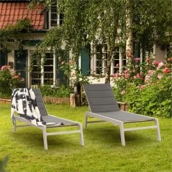 Blumfeldt Renazzo Lounge Ligstoel - Ligbed Voor De Tuin - Aluminium Tuinstoel - 6 Standen - Waterafstotend - Bekleding Van 70 % Pvc En 30 % Polyetheen - Grijs -Tuinmeubel Winkel 1200x1200 207