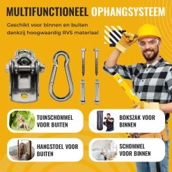Itstrong® Plafondhaak Ophangsysteem Voor Binnen & Buiten – Ophanghaak Voor Bokszak – Schommel – Schommelstoel – Hangstoel - RVS -Tuinmeubel Winkel 1200x1200 215