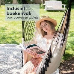 Vita5 XXL Hangstoel | Binnen&Buiten Hangnest | Incl. 2 Kussens En Boekenvak | Volwassenen&Kinderen | Hangmatstoel Tot 225kg | Beige -Tuinmeubel Winkel 1200x1200 269