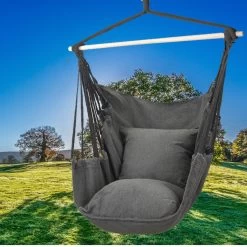 Hangmat Stoel - Hangstoel Voor Binnen Of Buiten - Incl. 2 Kussens - Zwart/Grijs Antraciet -Tuinmeubel Winkel 1200x1200 274