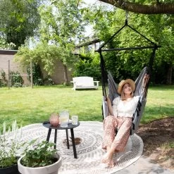 Vita5 XXL Hangstoel | Binnen&Buiten Hangnest | Incl. 2 Kussens En Boekenvak | Volwassenen&Kinderen | Hangmatstoel Tot 225kg | Grijs -Tuinmeubel Winkel 1200x1200 279