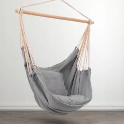 RENALUX Hangstoel Buiten En Binnen - Hangstoel Voor Binnen - Hangstoel Zonder Standaard - Hangstoel Cocoon - Gratis 2 Zachte Kussens - 150 KG - Grijs -Tuinmeubel Winkel 1200x1200 283