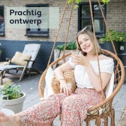 Vita5 Macramé Hangstoel - Voor Binnen En Buiten - Zonder Standaard - Incl. Kussen, Boekenvak En Beschermhoes - Tot 150kg - Bruin/Beige 15 Vita5 Macramé Hangstoel - Voor Binnen En Buiten - Zonder Standaard - Incl. Kussen, Boekenvak En Beschermhoes - Tot 150kg - Bruin/Beige -Tuinmeubel Winkel 1200x1200 290
