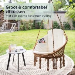 Vita5 Macramé Hangstoel - Voor Binnen En Buiten - Zonder Standaard - Incl. Kussen, Boekenvak En Beschermhoes - Tot 150kg - Bruin/Beige 17 Vita5 Macramé Hangstoel - Voor Binnen En Buiten - Zonder Standaard - Incl. Kussen, Boekenvak En Beschermhoes - Tot 150kg - Bruin/Beige -Tuinmeubel Winkel 1200x1200 292