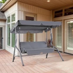 Merkloos Casaria Hollywood Schommel - Antraciet - Incl. Zonnekap -Tuinmeubel Winkel 1200x1200 30