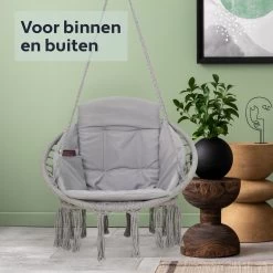 Vita5 Macramé Hangstoel - Voor Binnen En Buiten - Zonder Standaard - Incl. Kussen, Boekenvak En Beschermhoes - Tot 150kg - Grijs 21 Vita5 Macramé Hangstoel - Voor Binnen En Buiten - Zonder Standaard - Incl. Kussen, Boekenvak En Beschermhoes - Tot 150kg - Grijs -Tuinmeubel Winkel 1200x1200 302