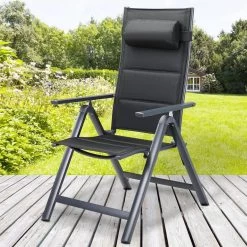 Casaria Tuinstoel Aluminium - 2 Stuks Inklapbaar - Antraciet -Tuinmeubel Winkel 1200x1200 330