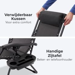 LifeGoods Opvouwbare Tuinstoelen - Verstelbaar Zonnescherm - 2 Stuks - 30°-90° Verstelbaar - Metaal - Zwart -Tuinmeubel Winkel 1200x1200 352