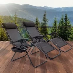 LifeGoods Opvouwbare Tuinstoelen - Verstelbaar Zonnescherm - 2 Stuks - 30°-90° Verstelbaar - Metaal - Zwart -Tuinmeubel Winkel 1200x1200 355