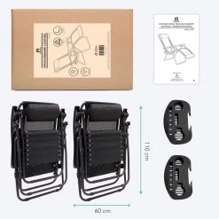 LifeGoods Opvouwbare Tuinstoelen - Verstelbaar Zonnescherm - 2 Stuks - 30°-90° Verstelbaar - Metaal - Zwart -Tuinmeubel Winkel 1200x1200 358