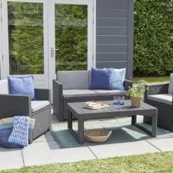 Allibert Lyon Tuintafel - 116x71,5x66/40 Cm - Grafiet -Tuinmeubel Winkel 1200x1200 370