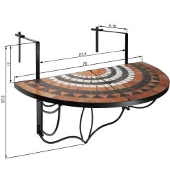 Tectake - Balkontafel Mozaïek Klapbaar - 402774 -Tuinmeubel Winkel 1200x1200 378