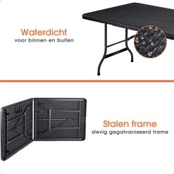 Lenx Klaptafel - Inklapbare Tafel - Opvouwbare Tuintafel - Vouwtafel - Inclusief Handvat En 2 Tafelkleden - 180x75x74cm - 6 Tot 8 Personen -Tuinmeubel Winkel 1200x1200 390
