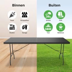 LifeGoods Klaptafel - Inklapbaar - 180 Cm - 6 Tot 8 Personen - Zwart -Tuinmeubel Winkel 1200x1200 401