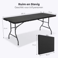 LifeGoods Klaptafel - Inklapbaar - 180 Cm - 6 Tot 8 Personen - Zwart -Tuinmeubel Winkel 1200x1200 402