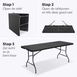 LifeGoods Klaptafel - Inklapbaar - 180 Cm - 6 Tot 8 Personen - Zwart -Tuinmeubel Winkel 1200x1200 404