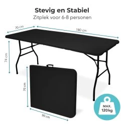 LifeGoods Klaptafel - Inklapbaar - 70x180cm - Verstelbare Vouwtafel - Weerbestendig - Zwart -Tuinmeubel Winkel 1200x1200 411