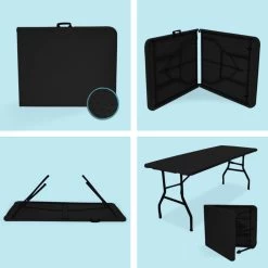 LifeGoods Klaptafel - Inklapbaar - 70x180cm - Verstelbare Vouwtafel - Weerbestendig - Zwart -Tuinmeubel Winkel 1200x1200 414