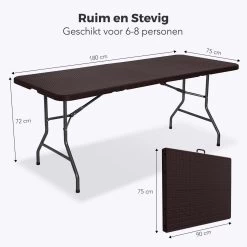 LifeGoods Klaptafel - Inklapbaar - 180 Cm - 6 Tot 8 Personen - Bruin -Tuinmeubel Winkel 1200x1200 440