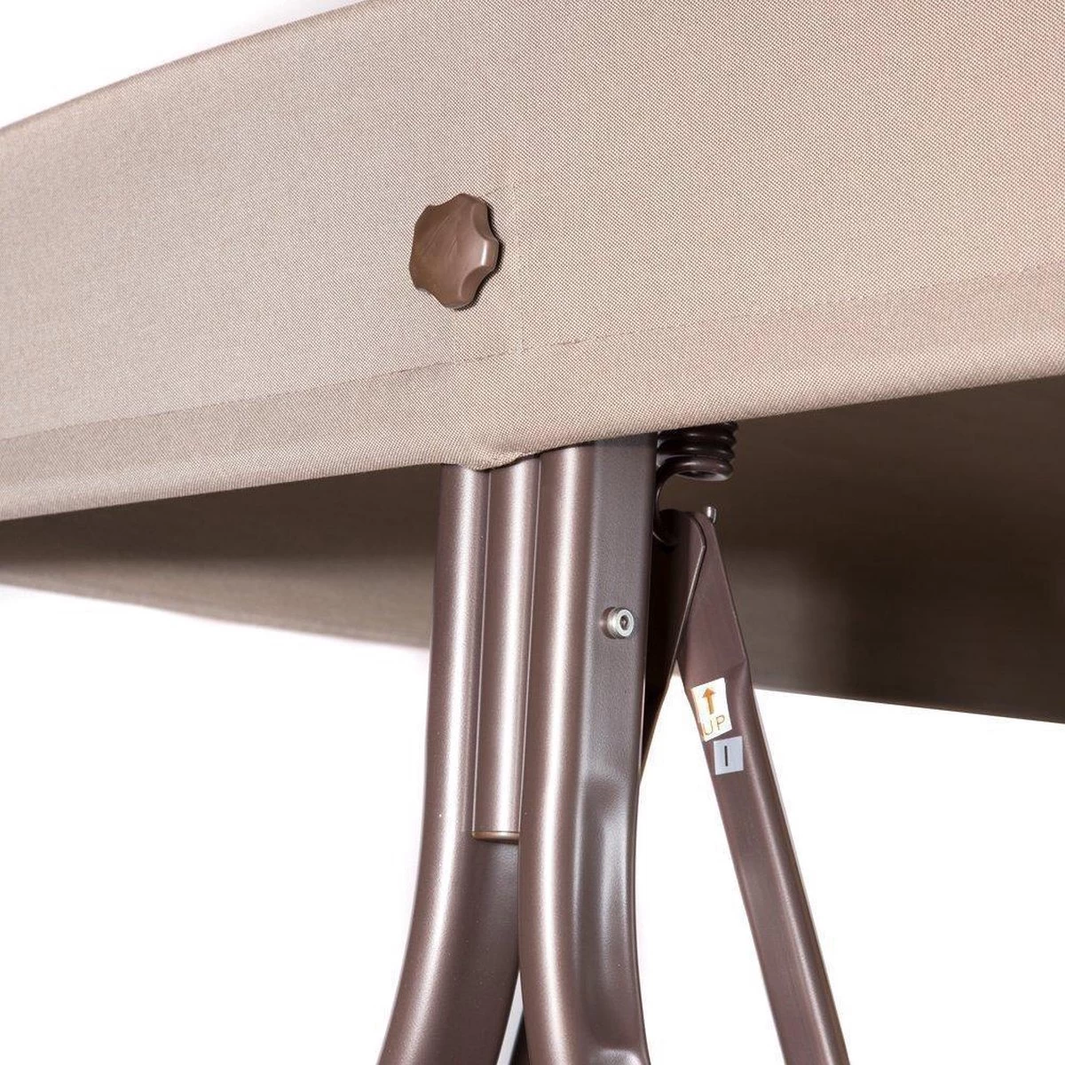 SORARA® Luxe Schommelbank Met Zonnescherm - Bruin - Zware Kwaliteit. 8 SORARA® Luxe Schommelbank Met Zonnescherm - Bruin - Zware Kwaliteit. - Afbeelding 8